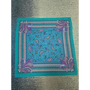 Paisley Scarf Women‎ OS Teal Excellent Vintage Made in Italy Square 30x30